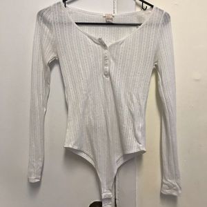 White bodysuit long sleeve shirt